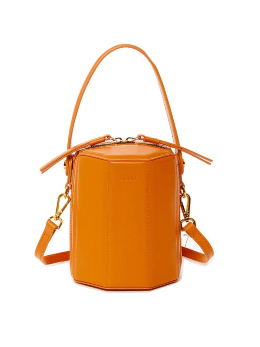 SUSU The Harper Orange Leather Bucket Bag